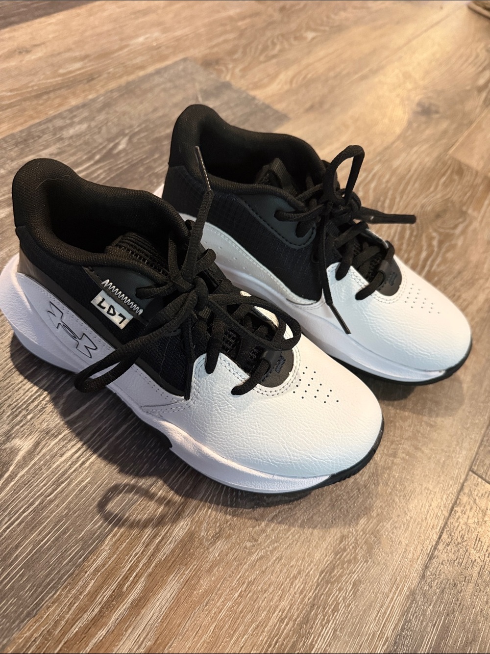 Under Armour Kids Black and White Lace-Up Sneakers